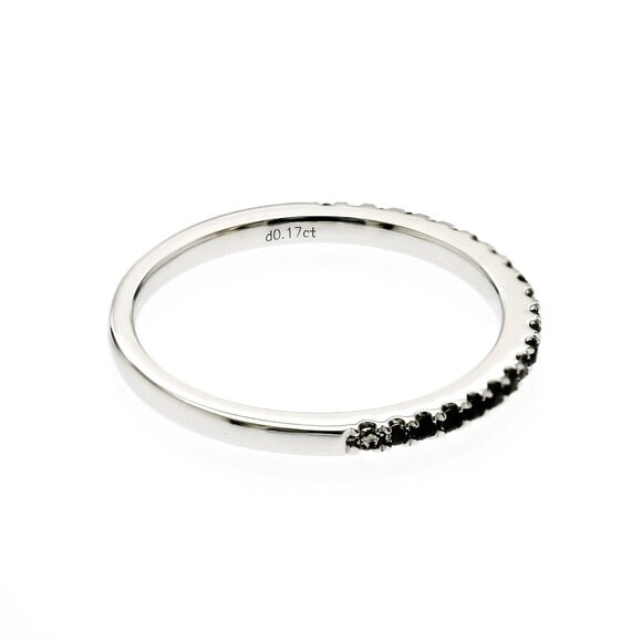 0.17 CT Natural Black Diamond14K White Gold Band Ring Size 6 - Picture 6 of 7